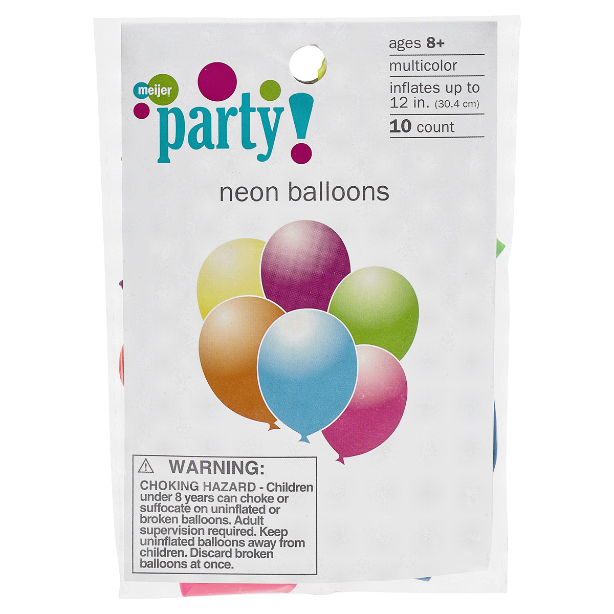 slide 1 of 2, Meijer Helium Balloons Neon, Multicolor, 10 ct