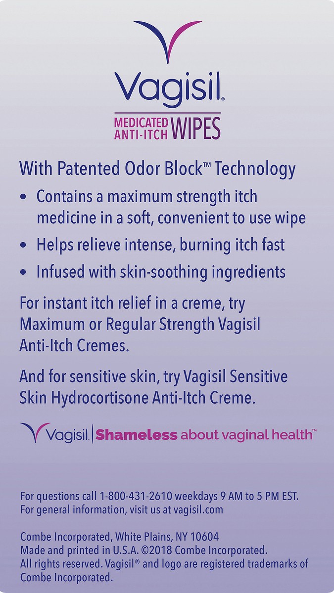 slide 2 of 9, Vagisil Anti-Itch Medicated Wipes, 12 ct