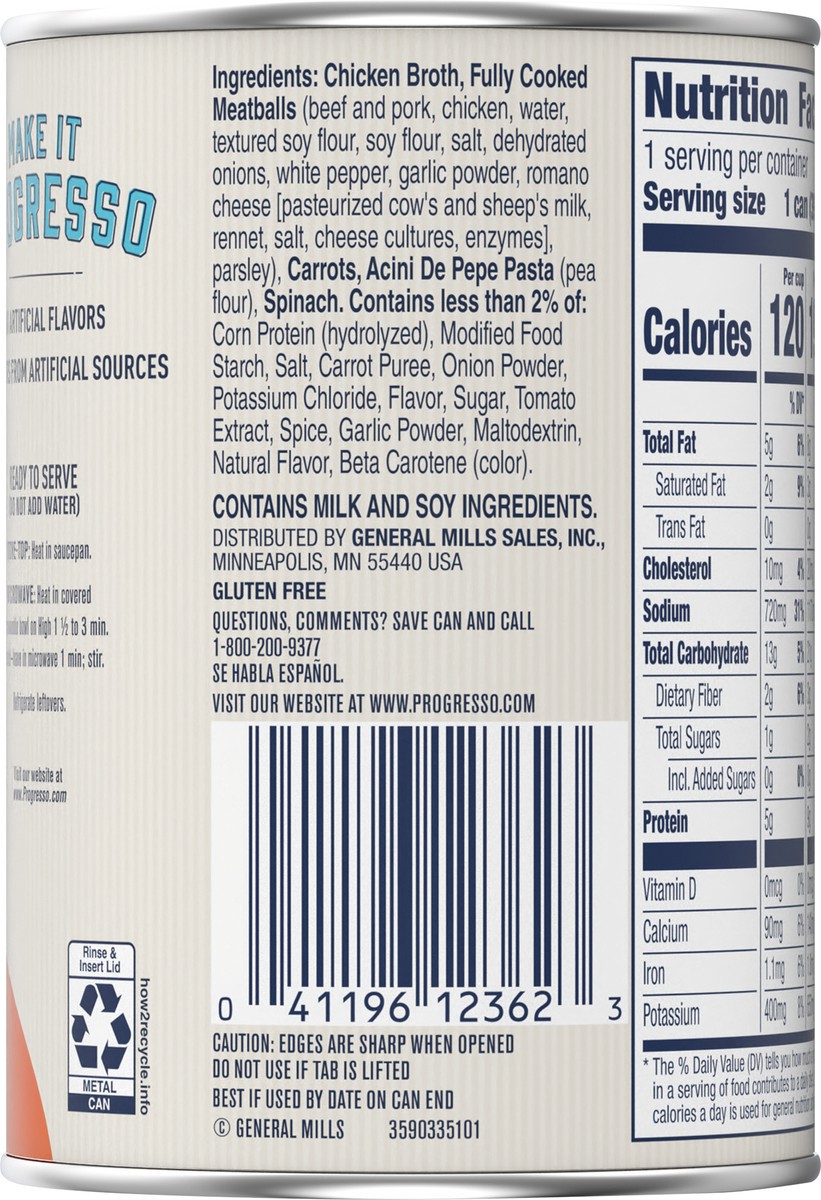 slide 13 of 14, Progresso Gluten Free Italian-Style Wedding With Meatballs Canned Soup, 14 oz., 14 oz