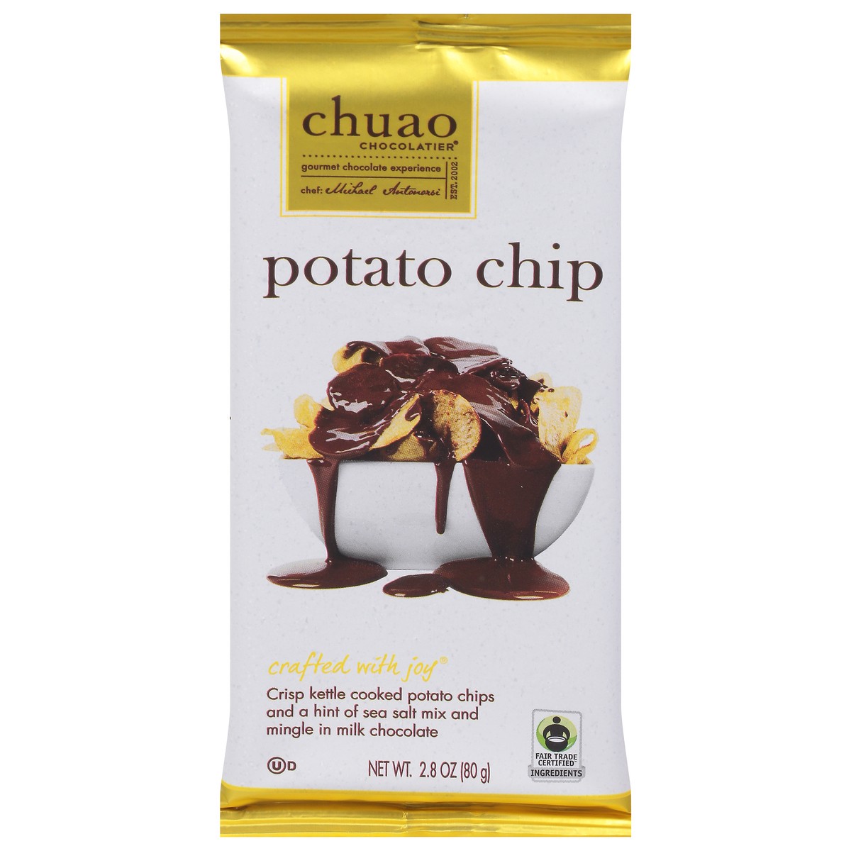 slide 1 of 1, Chuao Chocolatier Potato Chip Milk Chocolate, 2.8 oz