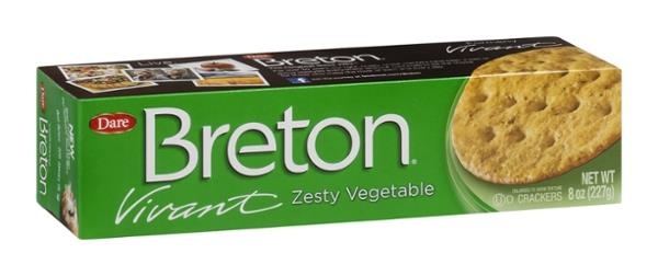 slide 1 of 1, Dare Breton Crackers Zesty Vegetable, 8 oz