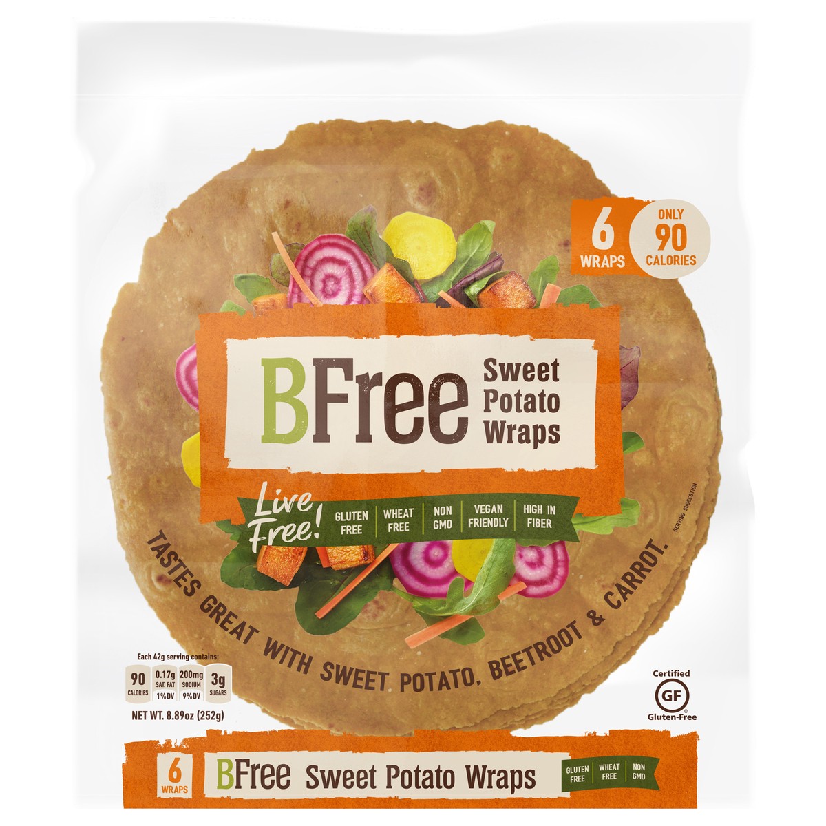 slide 1 of 6, Bfree Sweet Potato Wraps, 8.9 oz