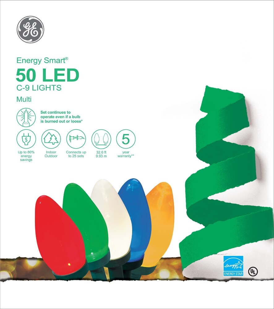 slide 1 of 1, GE Energy Smart Colorite Led C-9 Lights - Multi, 50 ct; 32.6 ft