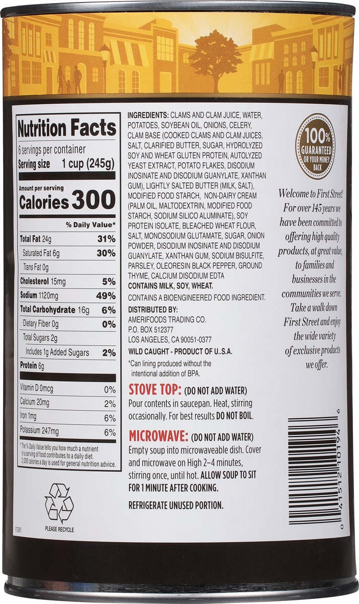 slide 14 of 14, First Street Clam Chowder Premium New England, 51 oz