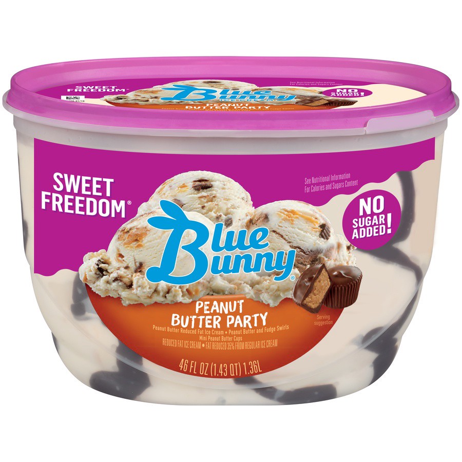 slide 1 of 7, Blue Bunny Peanut Butter Party Light Ice Cream, 46 oz