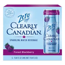 Clearly Canadian Zero Sugar Mountain Blackberry Sparkling Water 355mL 6 Pack Cans