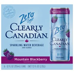 Clearly Canadian Zero Sugar Mountain Blackberry Sparkling Water 355 mL 6 Pack Cans