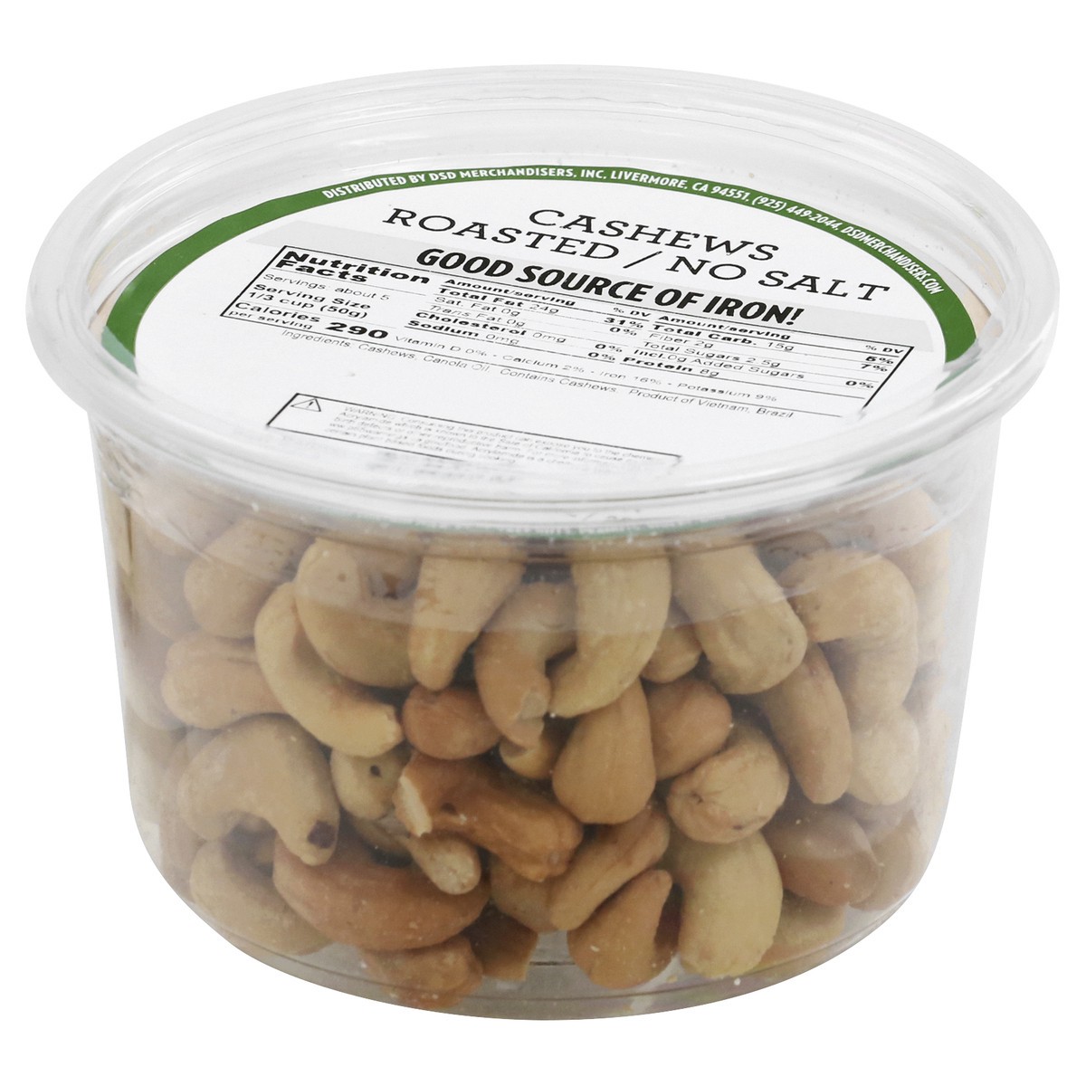 slide 4 of 13, DSD Merchandisers No Salt Roasted Cashews Prepackaged - 10 Oz., 10 oz