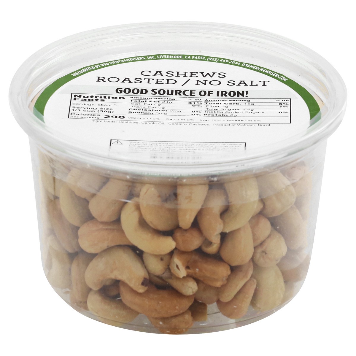 slide 5 of 13, DSD Merchandisers No Salt Roasted Cashews Prepackaged - 10 Oz., 10 oz