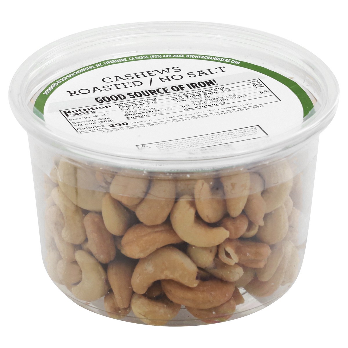 slide 10 of 13, DSD Merchandisers No Salt Roasted Cashews Prepackaged - 10 Oz., 10 oz