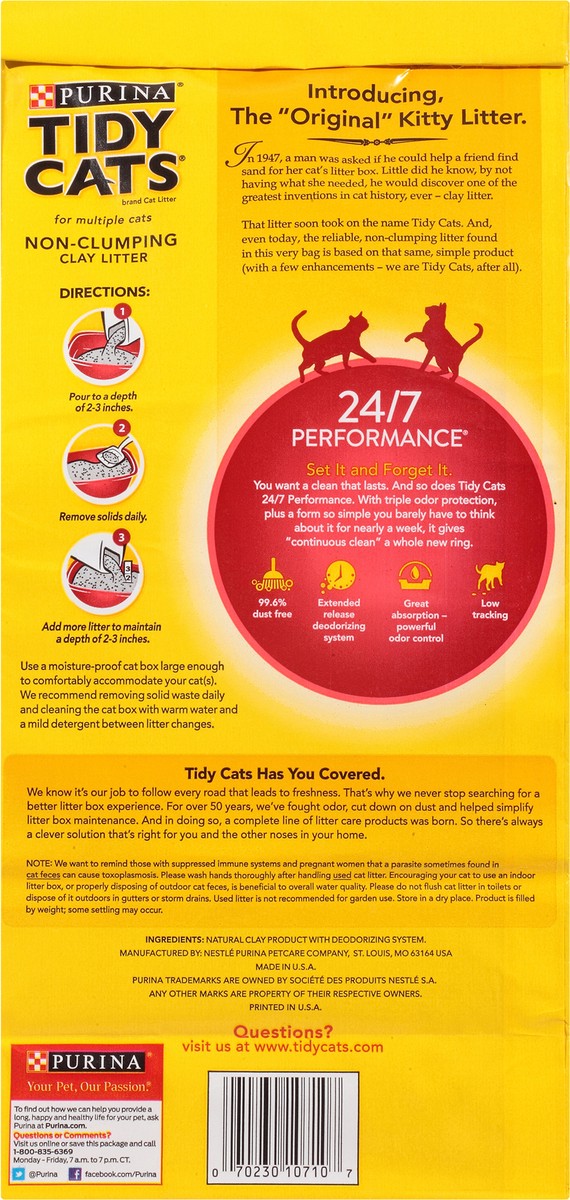 slide 7 of 9, Tidy Cats Purina Tidy Cats Non Clumping Cat Litter, 24/7 Performance Multi Cat Litter, 10 lb