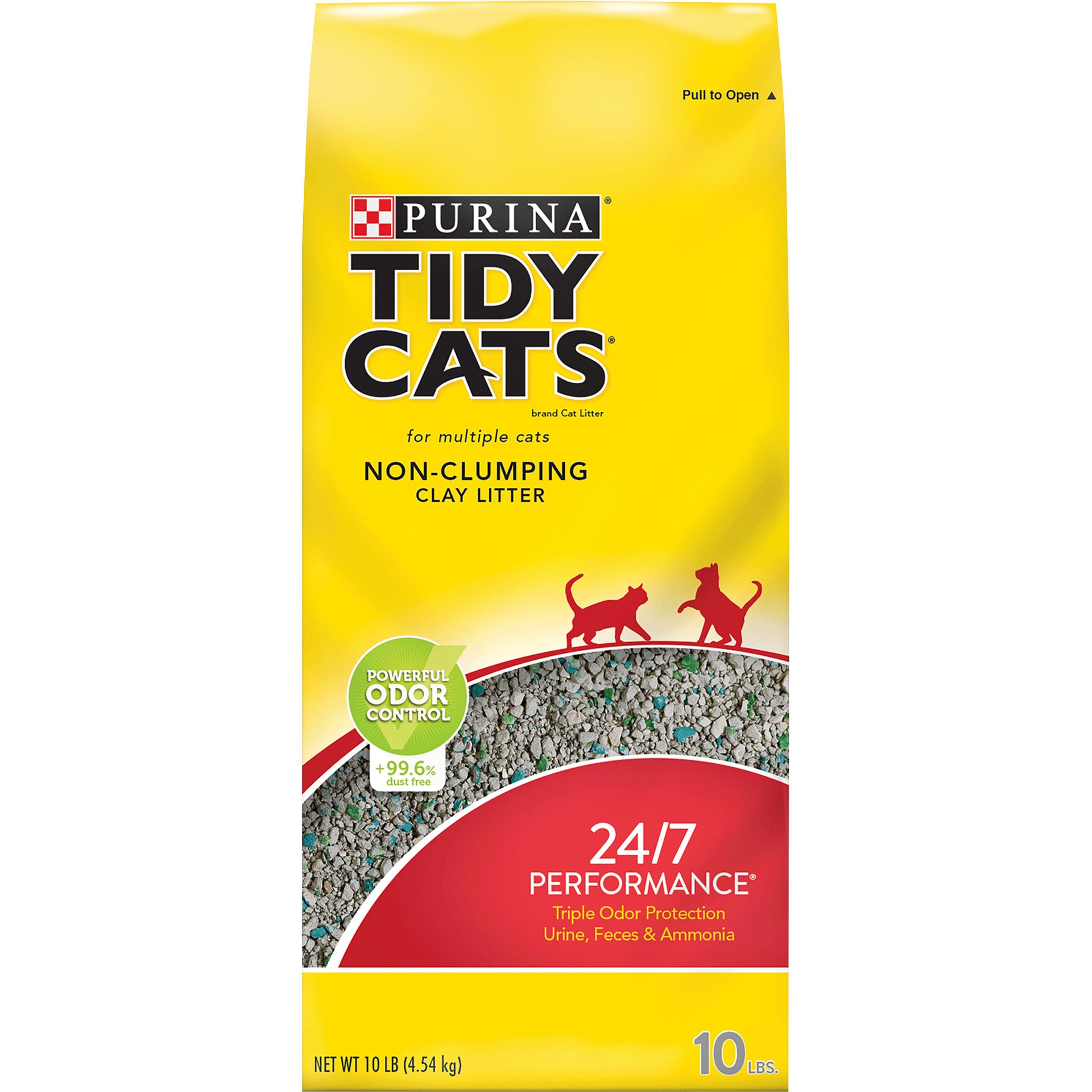 slide 1 of 9, Tidy Cats Purina Tidy Cats Non Clumping Cat Litter, 24/7 Performance Multi Cat Litter, 10 lb