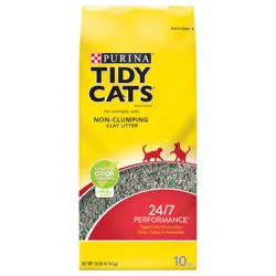 Tidy Cats Purina Tidy Cats Non Clumping Cat Litter, 24/7 Performance Multi Cat Litter - 10 lb. Bag