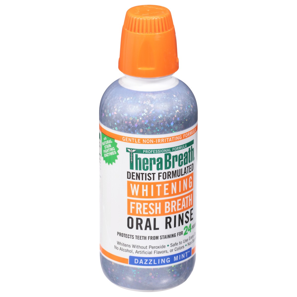 slide 4 of 9, TheraBreath Whitening Mouthwash, Dazzling Mint, Dentist Formulated, 16 fl oz, 16 fl oz