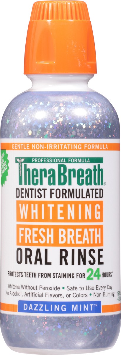 slide 6 of 9, TheraBreath Whitening Mouthwash, Dazzling Mint, Dentist Formulated, 16 fl oz, 16 fl oz