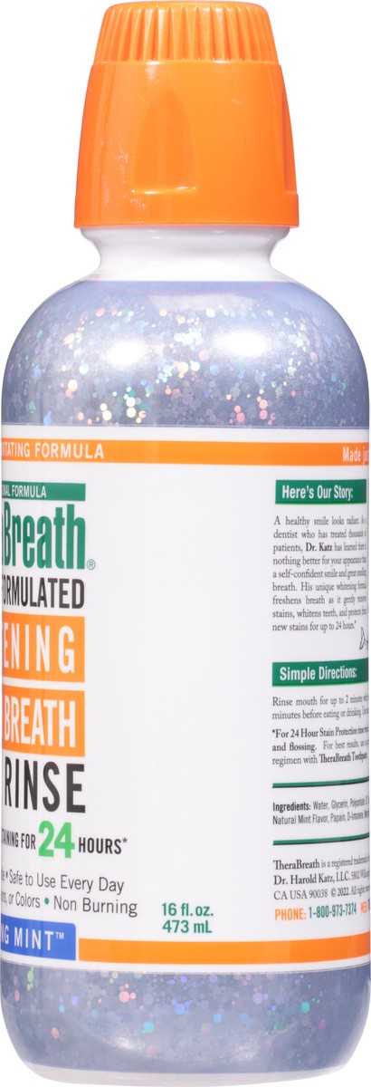 slide 5 of 9, TheraBreath Whitening Mouthwash, Dazzling Mint, Dentist Formulated, 16 fl oz, 16 fl oz