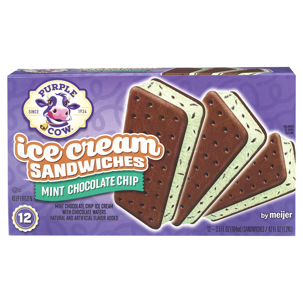 slide 1 of 29, Purple Cow Mint Chocolate Chip Ice Cream Sandwiches, 38.4 oz