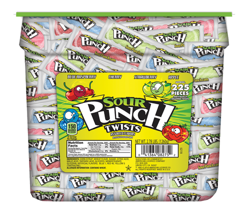 slide 1 of 1, Sour Punch Twists - Blue Raspberry, Cherry, Strawberry & Apple, 225 ct