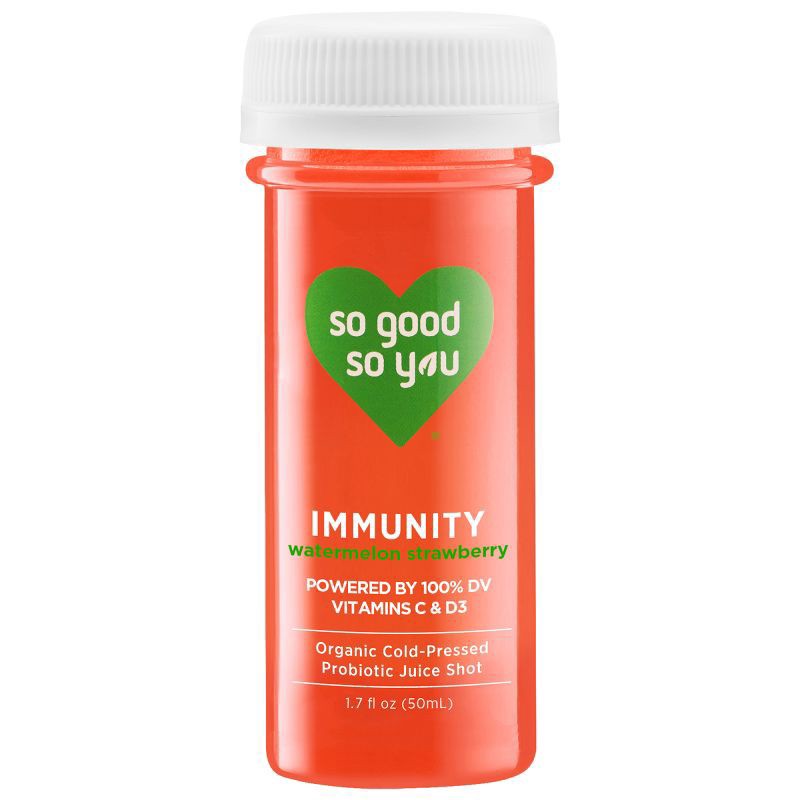 slide 1 of 1, So Good So You Immunity Watermelon Strawberry Probiotic Shot, 1.7 fl oz