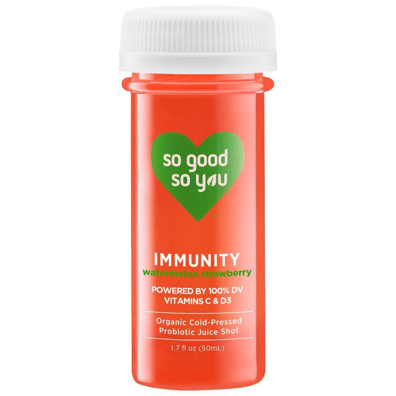 slide 1 of 1, So Good So You Immunity Watermelon Strawberry Organic Probiotic Shot - 1.7 fl oz, 1.7 fl oz