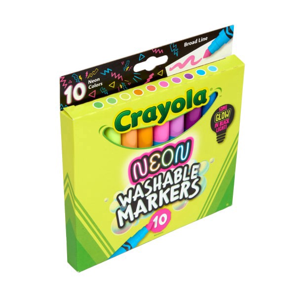 slide 2 of 6, Crayola Neon Marker Set (10ct), Art Markers for Kids, 7 Glow in the Dark Marker Colors, Broad Line, Gift for Kids, Ages 3+, 1 ct