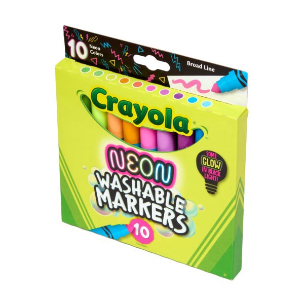 slide 4 of 6, Crayola Neon Marker Set (10ct), Art Markers for Kids, 7 Glow in the Dark Marker Colors, Broad Line, Gift for Kids, Ages 3+, 1 ct