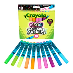Crayola Neon Marker Set (10ct), Art Markers for Kids, 7 Glow in the Dark Marker Colors, Broad Line, Gift for Kids, Ages 3+