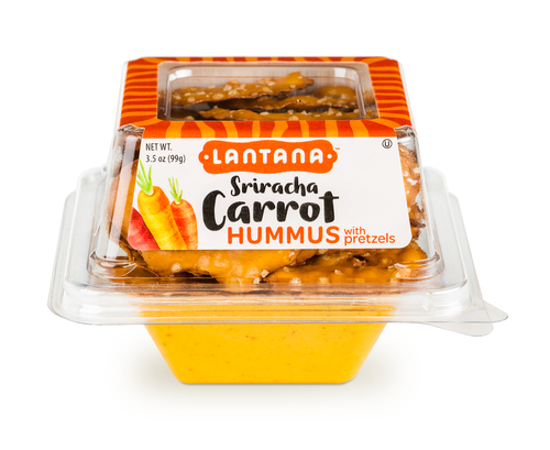 slide 1 of 1, Lantana Grab & Go - Sriracha Carrot Hummus With Pretzels, 3.5 oz