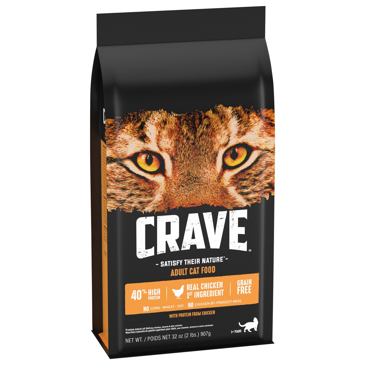 slide 2 of 9, CRAVE 1+ Years Adult with Protein from Chicken Cat Food 32 oz, 32 oz