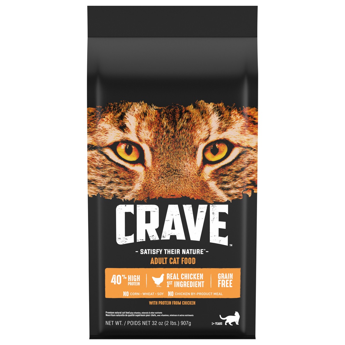 slide 1 of 9, CRAVE 1+ Years Adult with Protein from Chicken Cat Food 32 oz, 32 oz