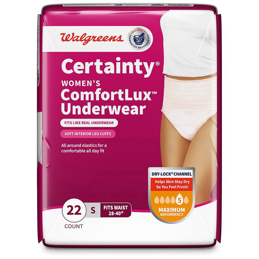 slide 2 of 5, Walgreens Certainty ComfortLux Adult Incontinence Underwear for Women Small, 22 ct