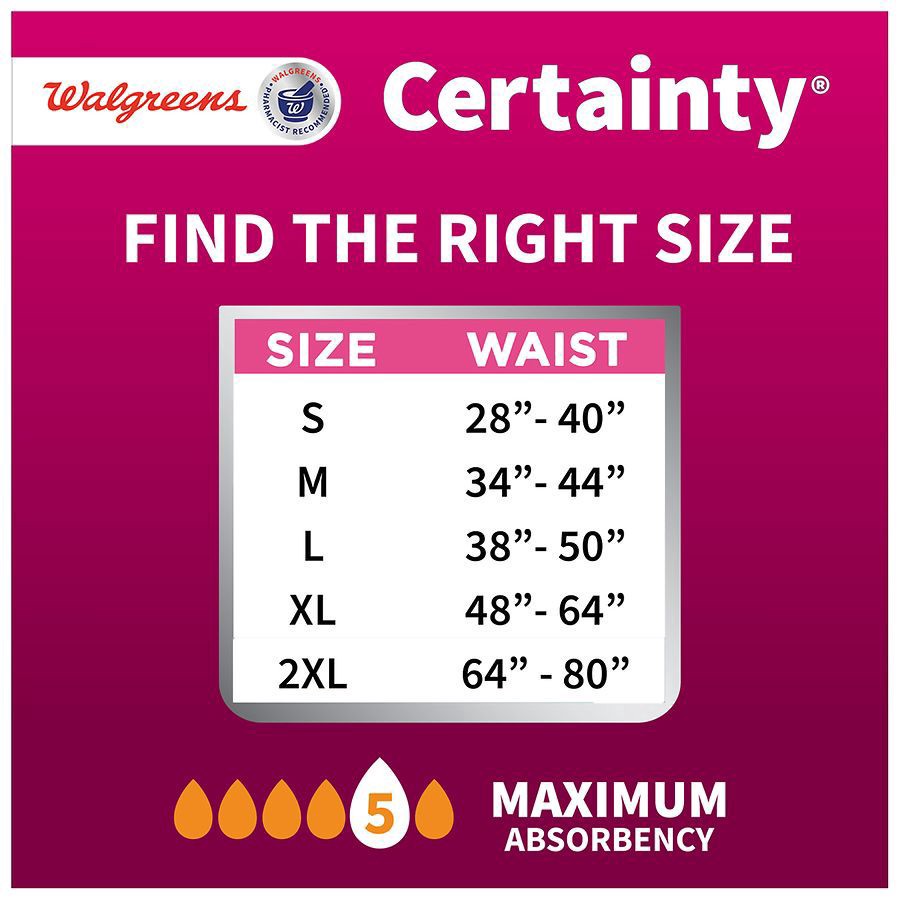 slide 5 of 5, Walgreens Certainty ComfortLux Adult Incontinence Underwear for Women Small, 22 ct