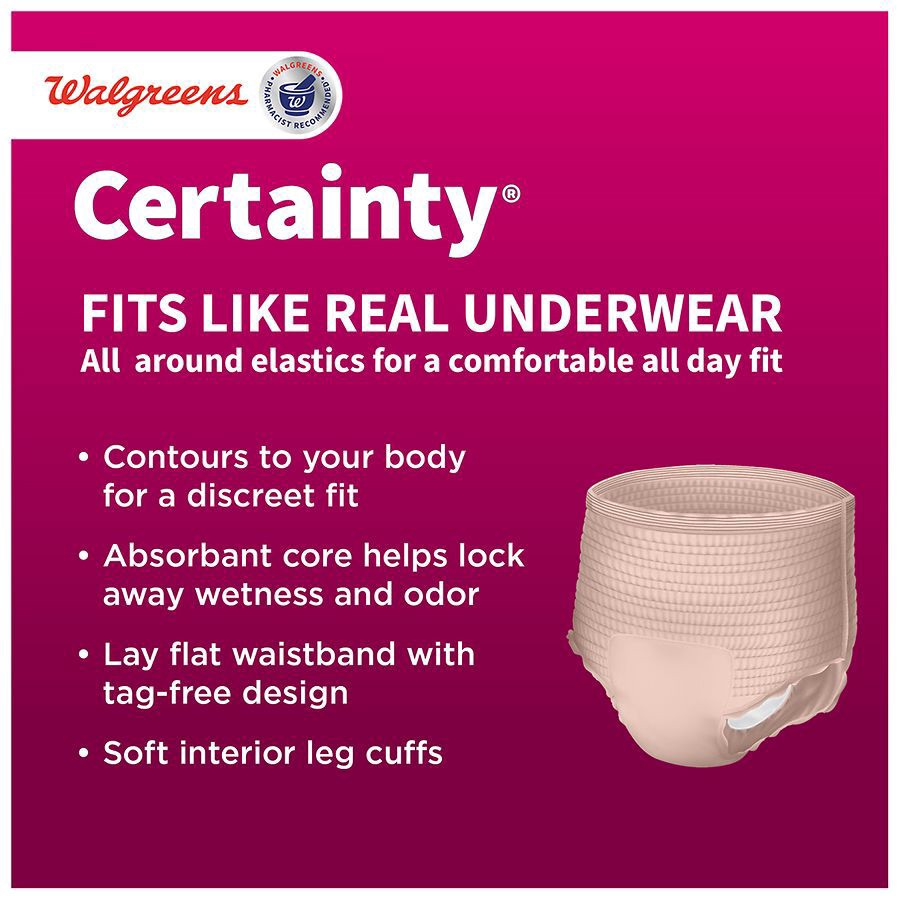 slide 3 of 5, Walgreens Certainty ComfortLux Adult Incontinence Underwear for Women Small, 22 ct