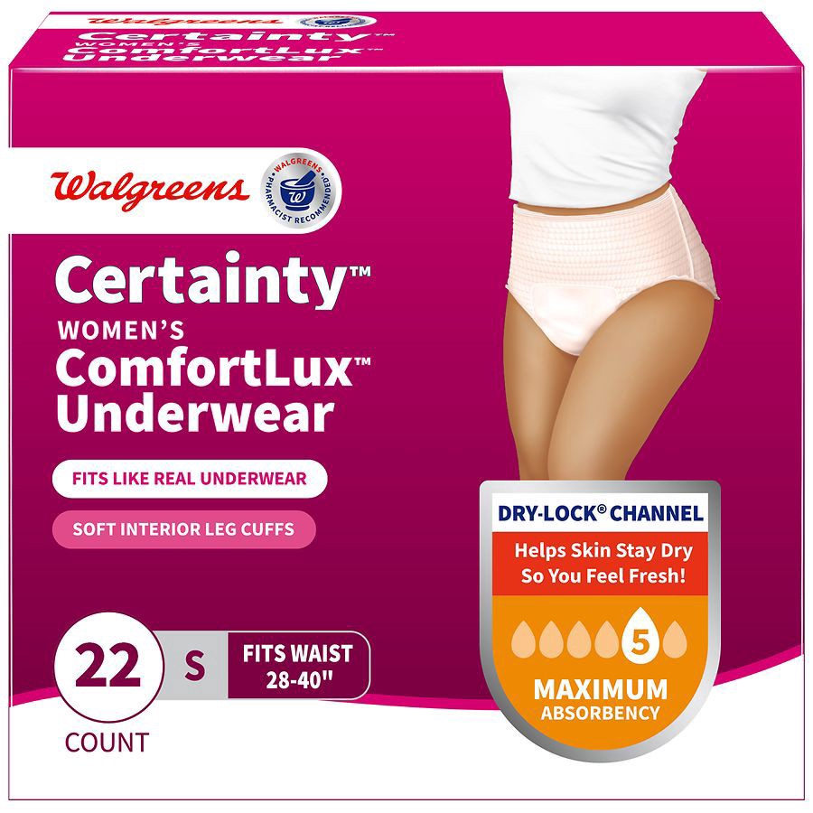 slide 1 of 5, Walgreens Certainty ComfortLux Adult Incontinence Underwear for Women Small, 22 ct