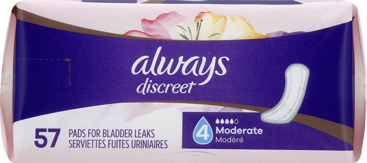 slide 2 of 6, Always Discreet For Sensitive Skin 4 Moderate Pads 57 ea, 57 ct