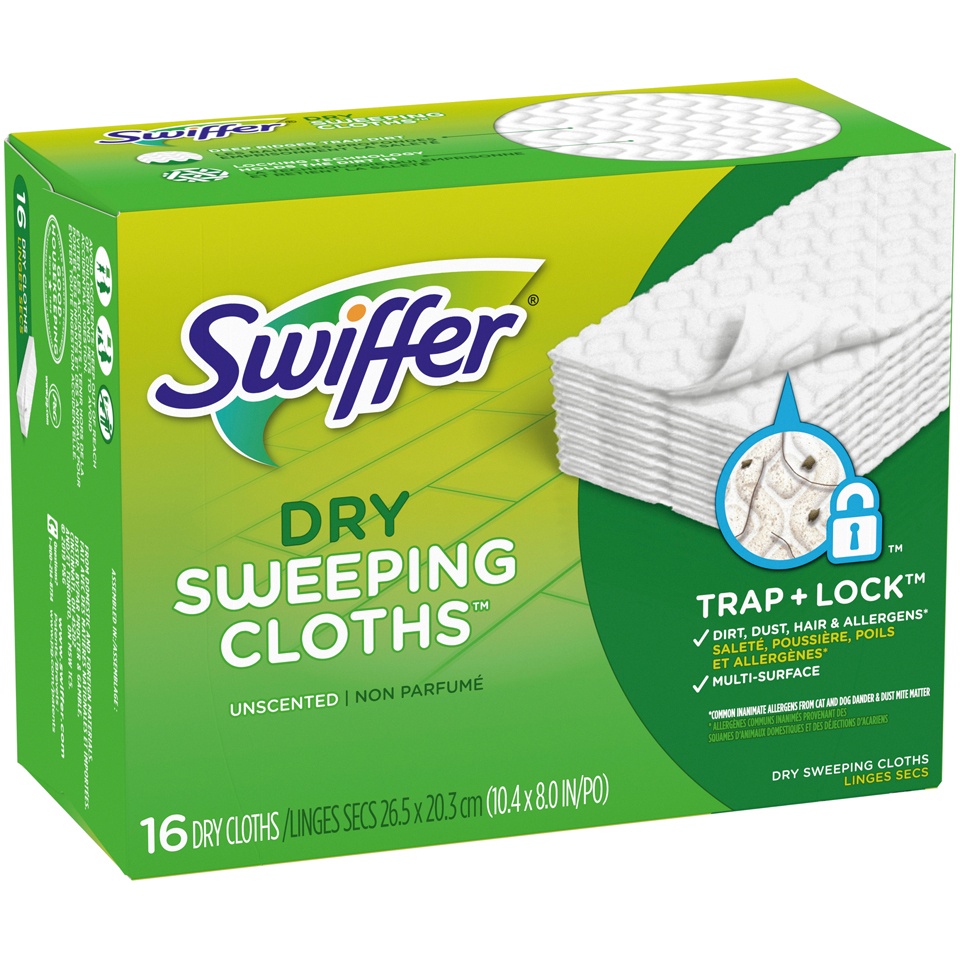 slide 2 of 2, Swiffer Sweeper Dry Sweeping Pad Refills For Floor Mop Unscented, 16 ct