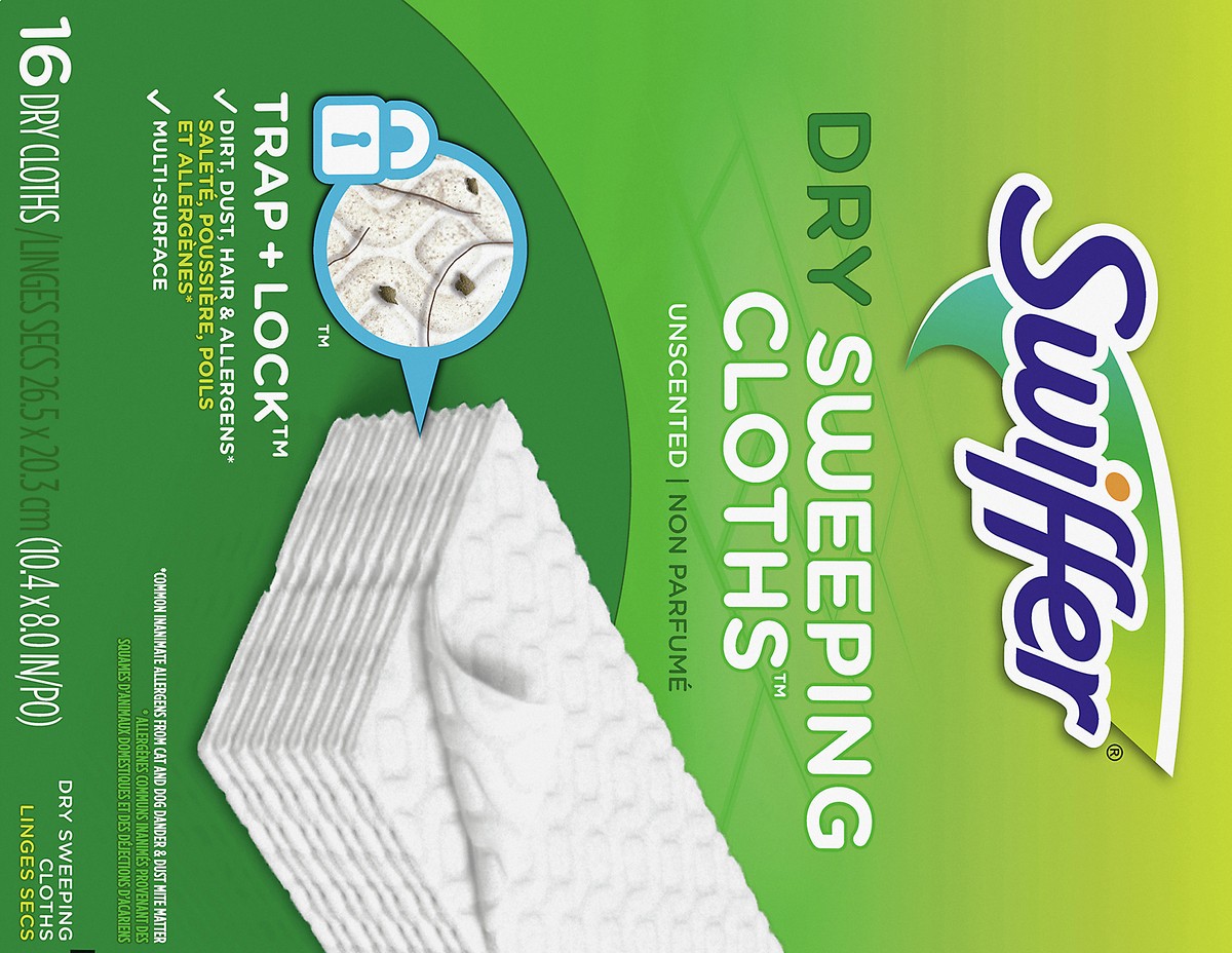 slide 3 of 4, Swiffer Dry Unscented Sweeping Cloths 16 ea, 16 ct