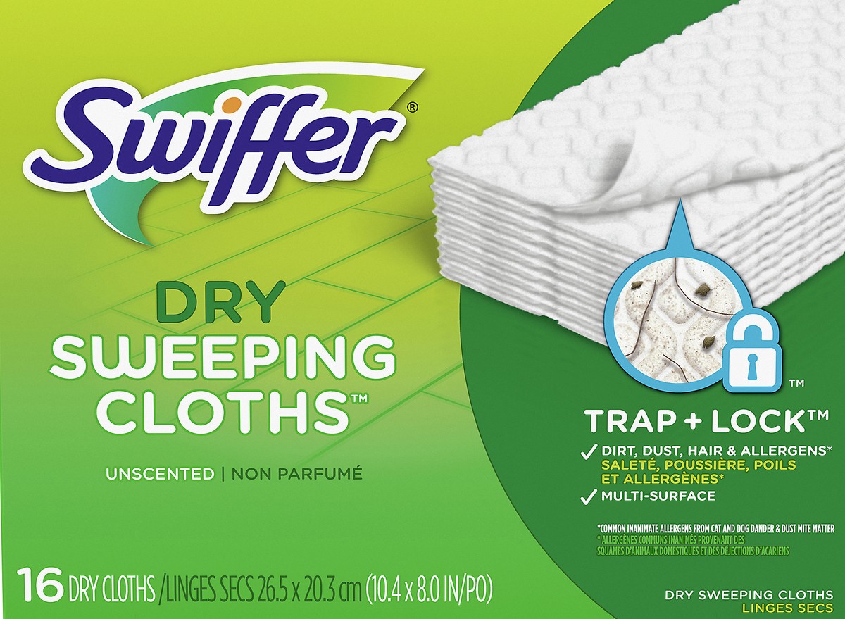 slide 4 of 4, Swiffer Dry Unscented Sweeping Cloths 16 ea, 16 ct
