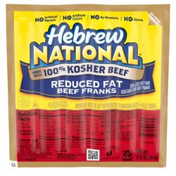 Hebrew National Reduced Fat Beef Franks, Hot Dogs, 6 Count Pack