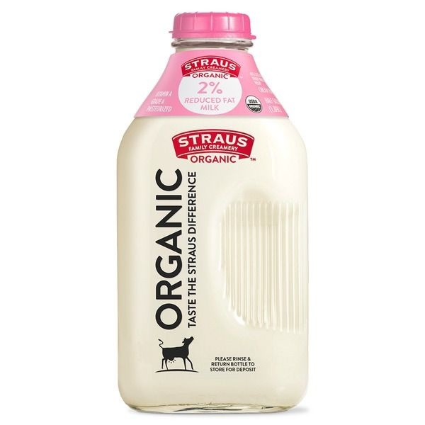 slide 1 of 1, Straus Family Creamery Organic Reduced Fat 2% Milk - Cream Top, 1/2 gal