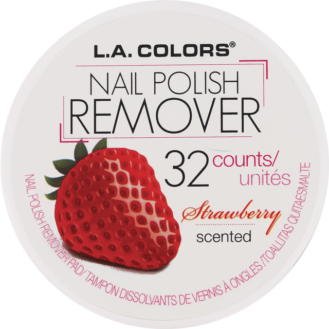 slide 1 of 1, L.A. Colors La Colors Nail Polish Remover Pads Strawberry, 32 ct