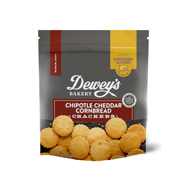 slide 1 of 1, Dewey's Bakery Chipotle Cheddar Cornbread Crackers, 6 oz