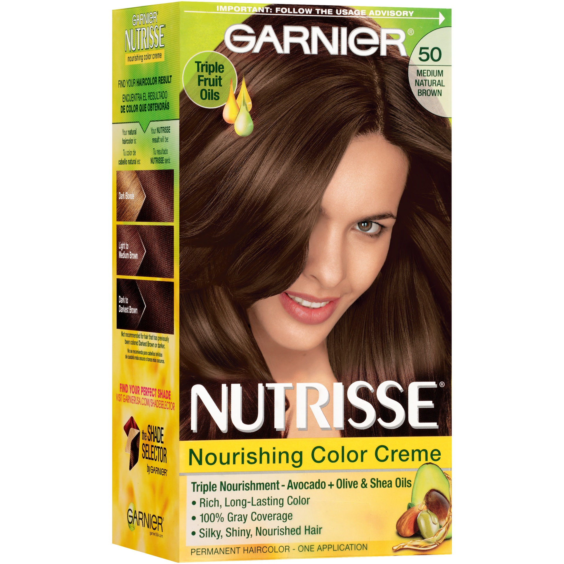 slide 1 of 1, Garnier Nutrisse Nourishing Color Creme 50 Medium Natural Brown 1 Kit Box, 1 ct