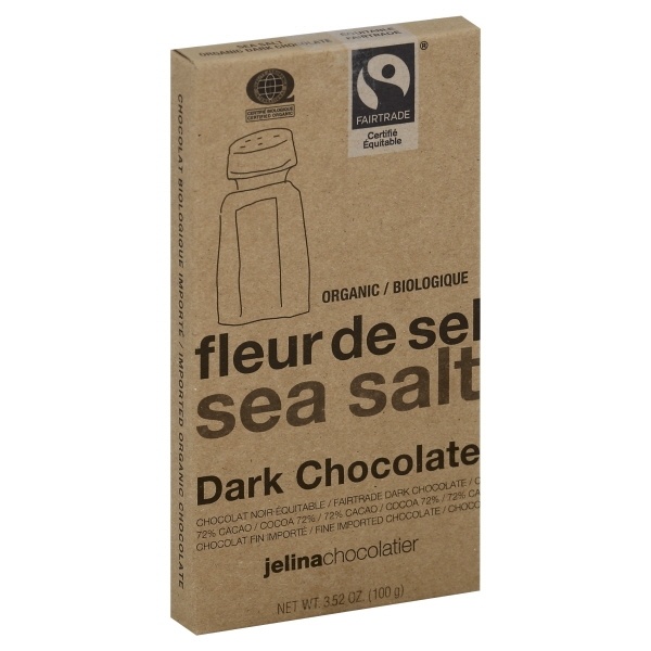 slide 1 of 5, Jelina Chocolatier Sea Salt Dark Chocolate 3.52 oz, 3.52 oz