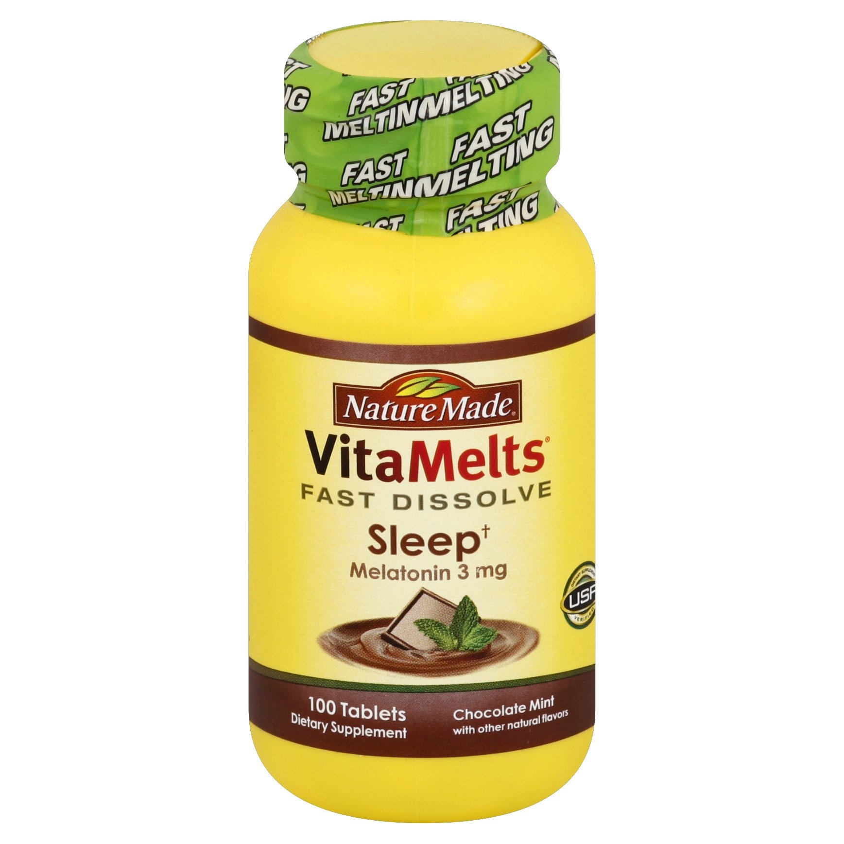 slide 1 of 1, Nature Made VitaMelts Chocolate Mint Sleep Melatonin Supplement, 100 ct