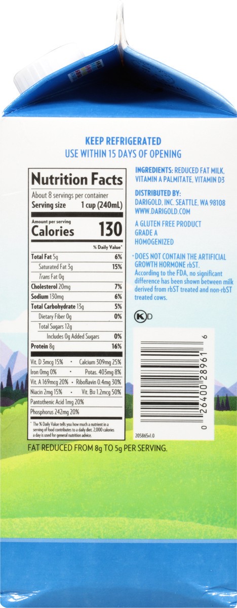 slide 8 of 9, Darigold 2% Two Reduced Fat Milk 64 fl oz, 64 fl oz