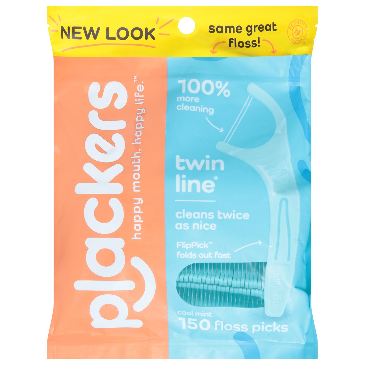 slide 1 of 9, Plackers Twin-Line Dental Flossers, Cool Mint, 1 ct