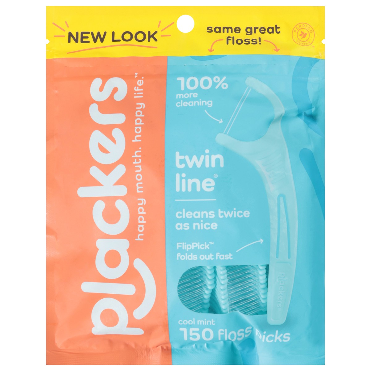 slide 1 of 9, Plackers Twin-Line Dental Flossers, Cool Mint, 1 ct