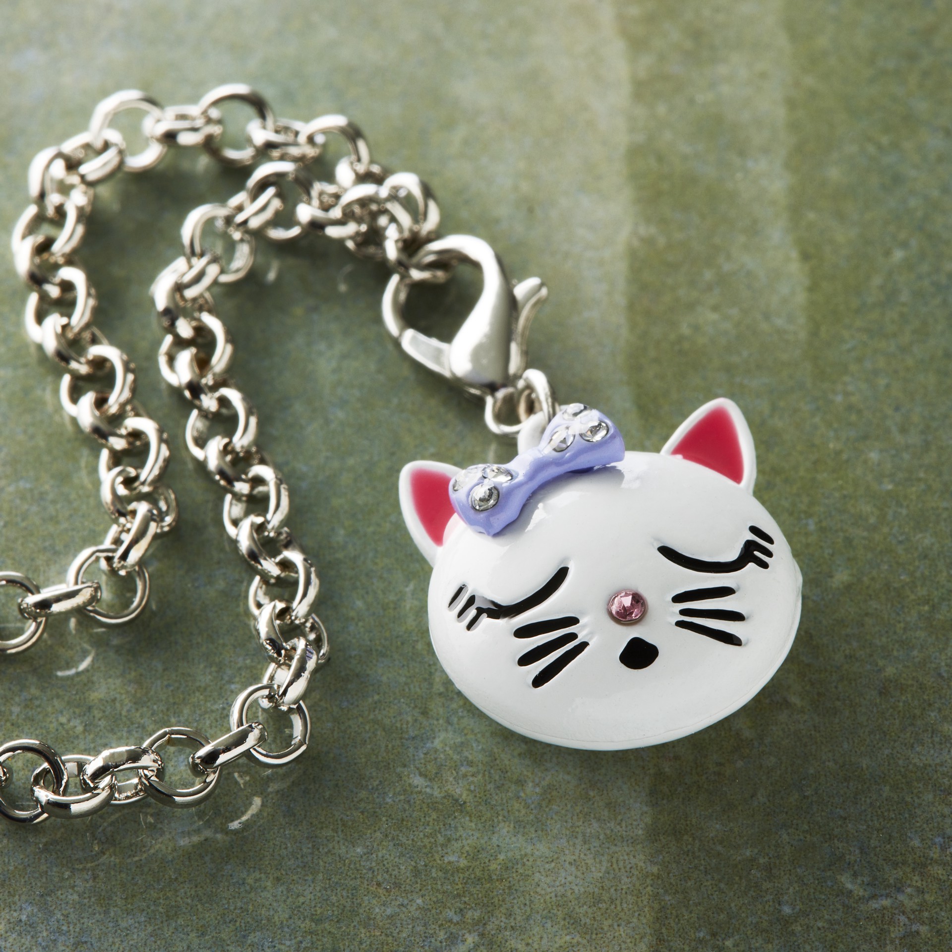slide 2 of 2, Rhodium-Colored Cat Charm By Bead Landing, 18 mm