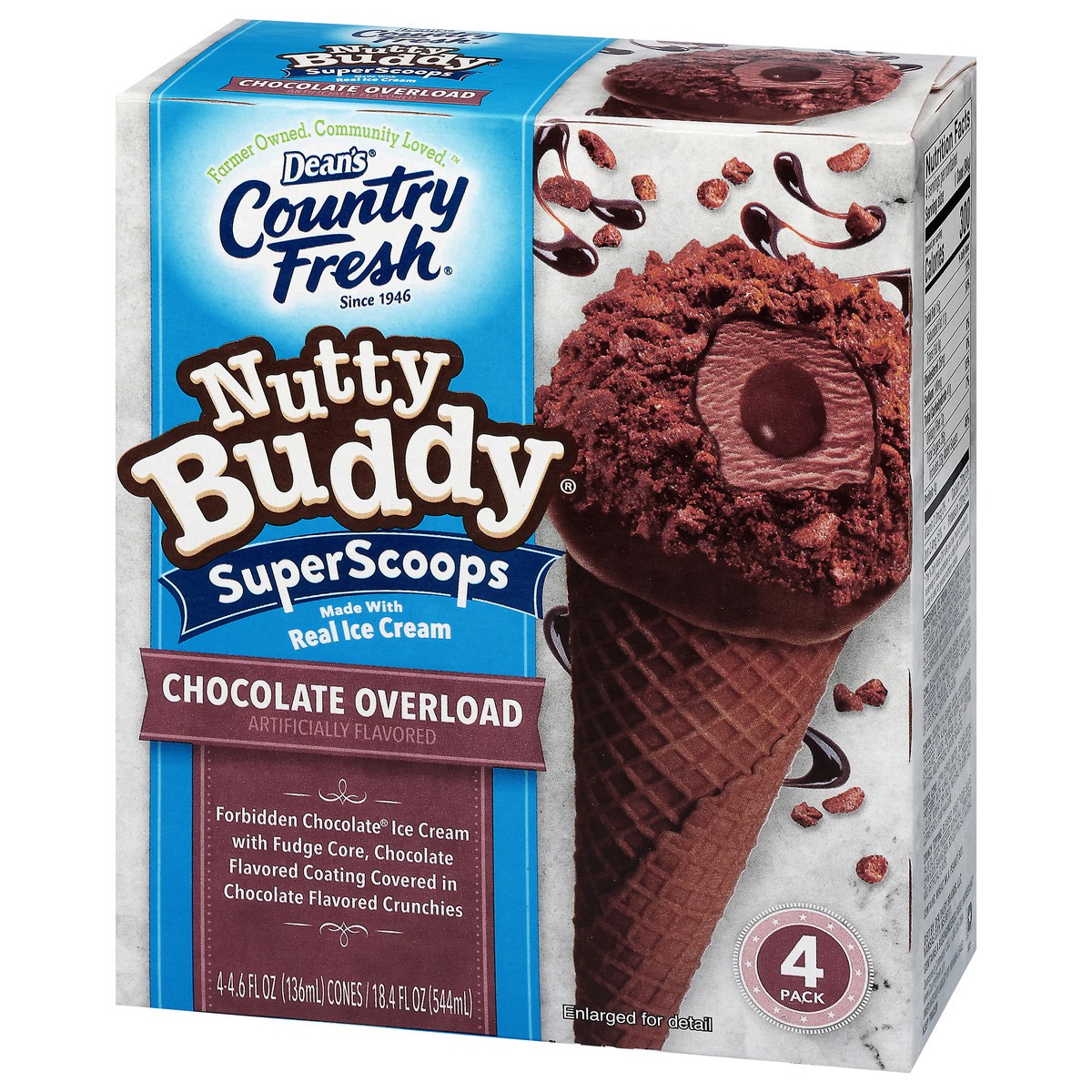 slide 2 of 4, Dean's Ice Cream Cones, Chocolate Overload, Super Scoops, 4 Pack, 4 ct